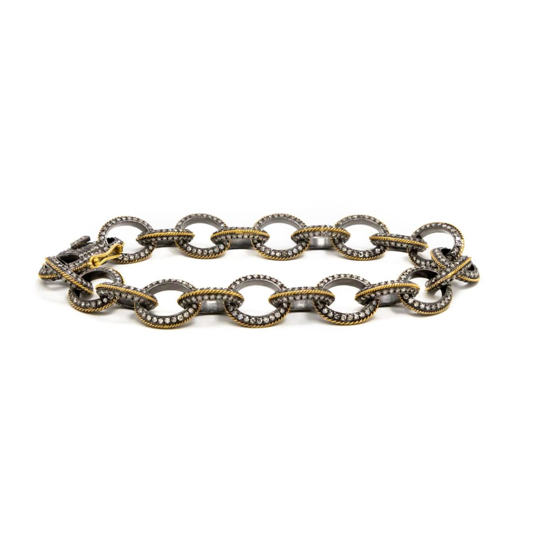 Diamond & Gold Trim Link Bracelet