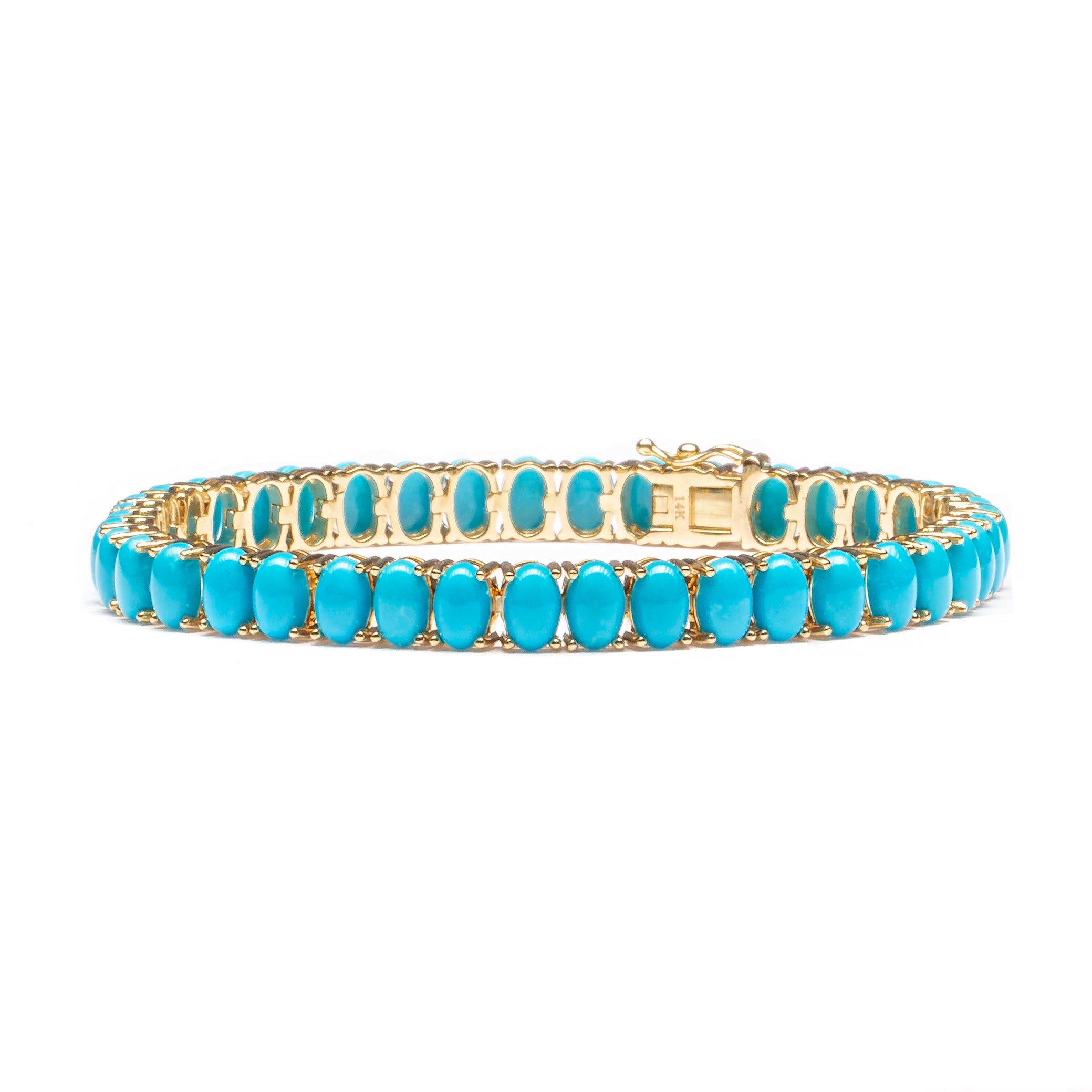 Turquoise & Yellow Gold Tennis Bracelet