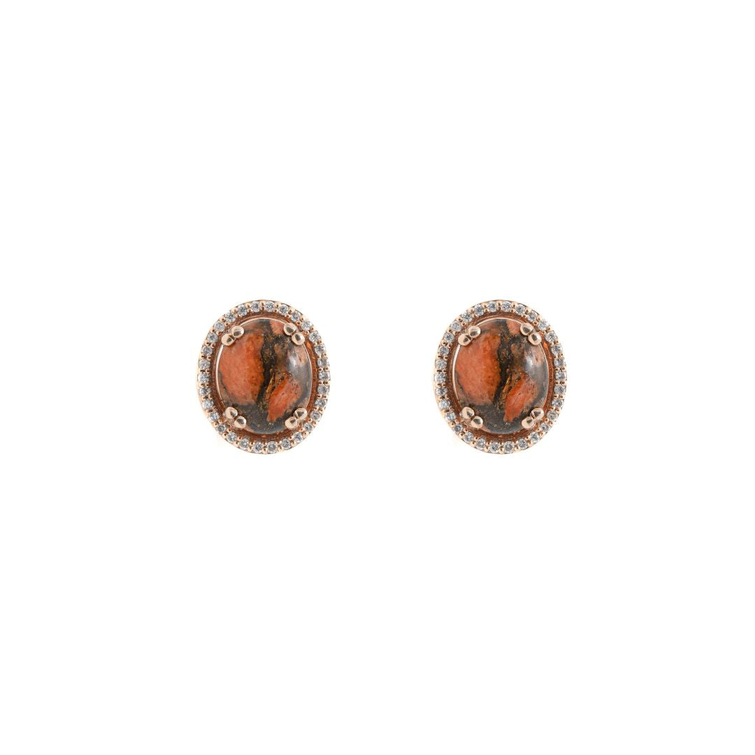 Copper Turquoise & Diamond Hera Halo Earrings