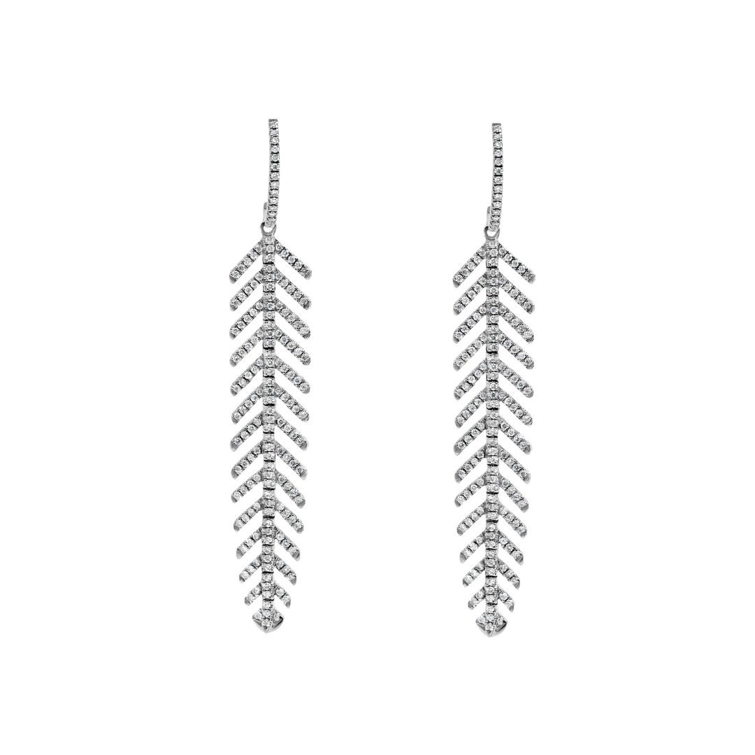 White Gold & Diamond Serene Feather Earrings