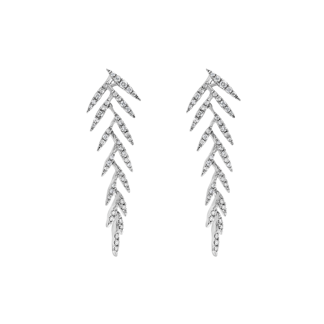 White Gold & Diamond Allure Feather Earrings