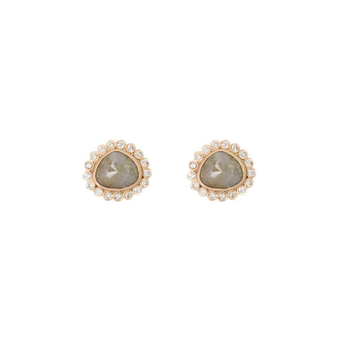 Rose Gold & Diamond Small Rings of Saturn Earrings