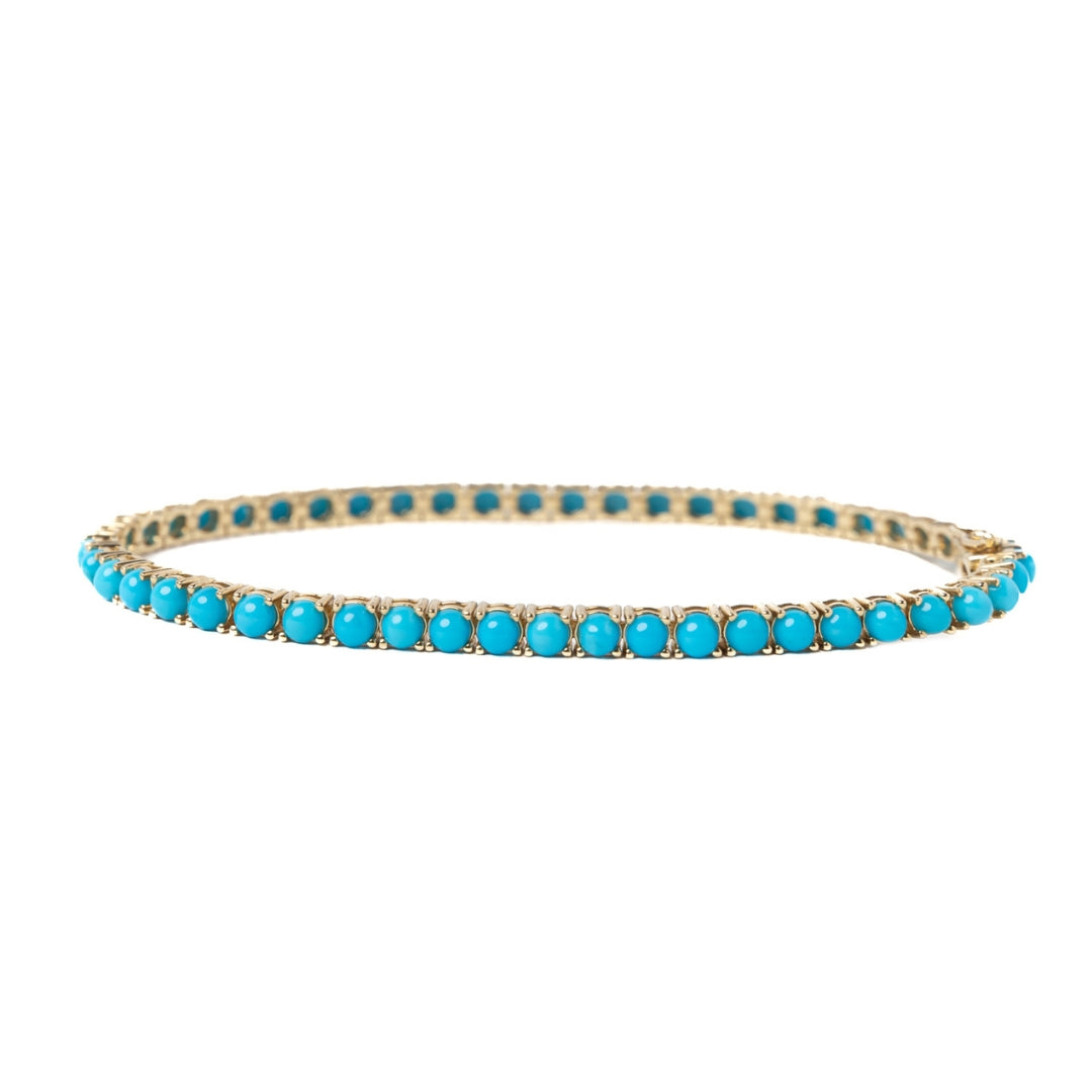 Turquoise & Yellow Gold Tennis Bracelet