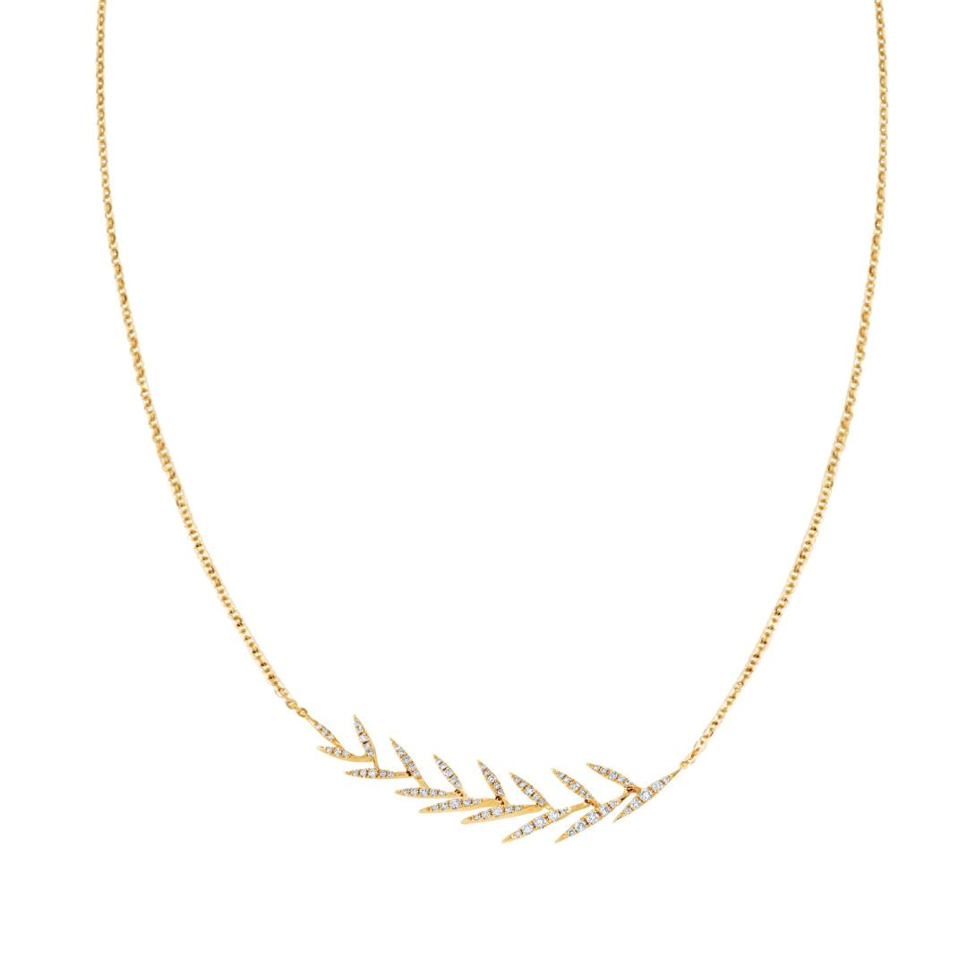 Yellow Gold & Diamond Allure Feather Necklace