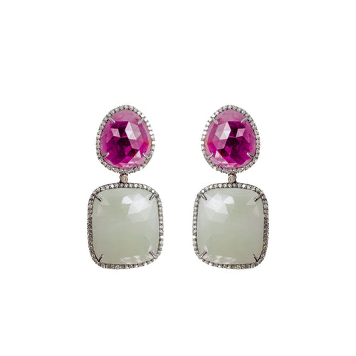 Ruby, Sapphire & Diamond Ethereal Dance Earrings