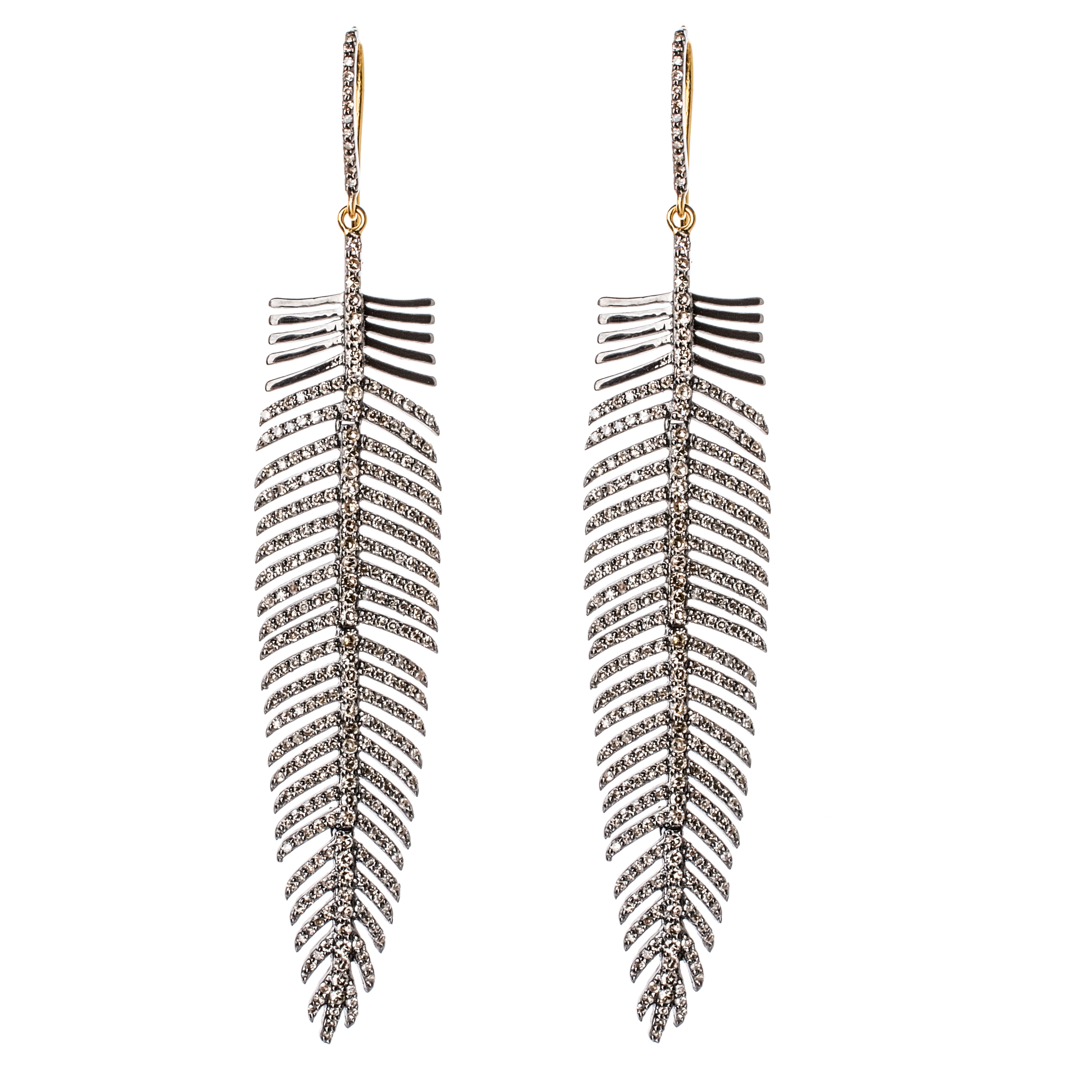 Diamond Feather Earrings