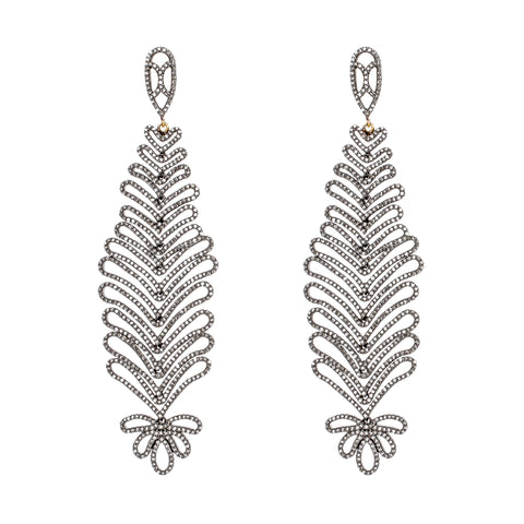 White Gold & Diamond Serene Feather Earrings