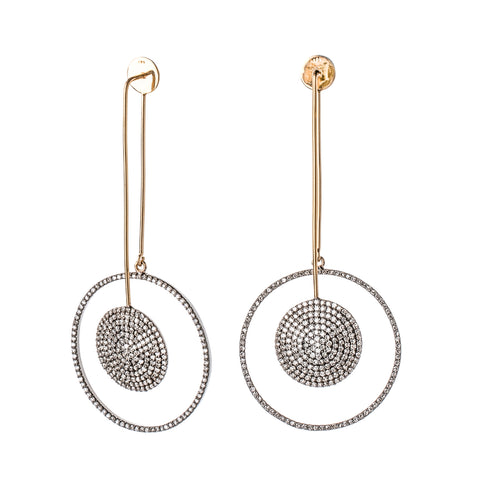 Yellow Gold & Diamond Small Rings of Saturn Earrings