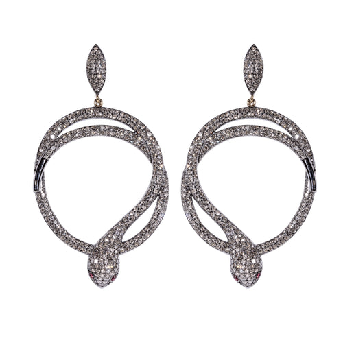 Diamond Snake Circle Earrings