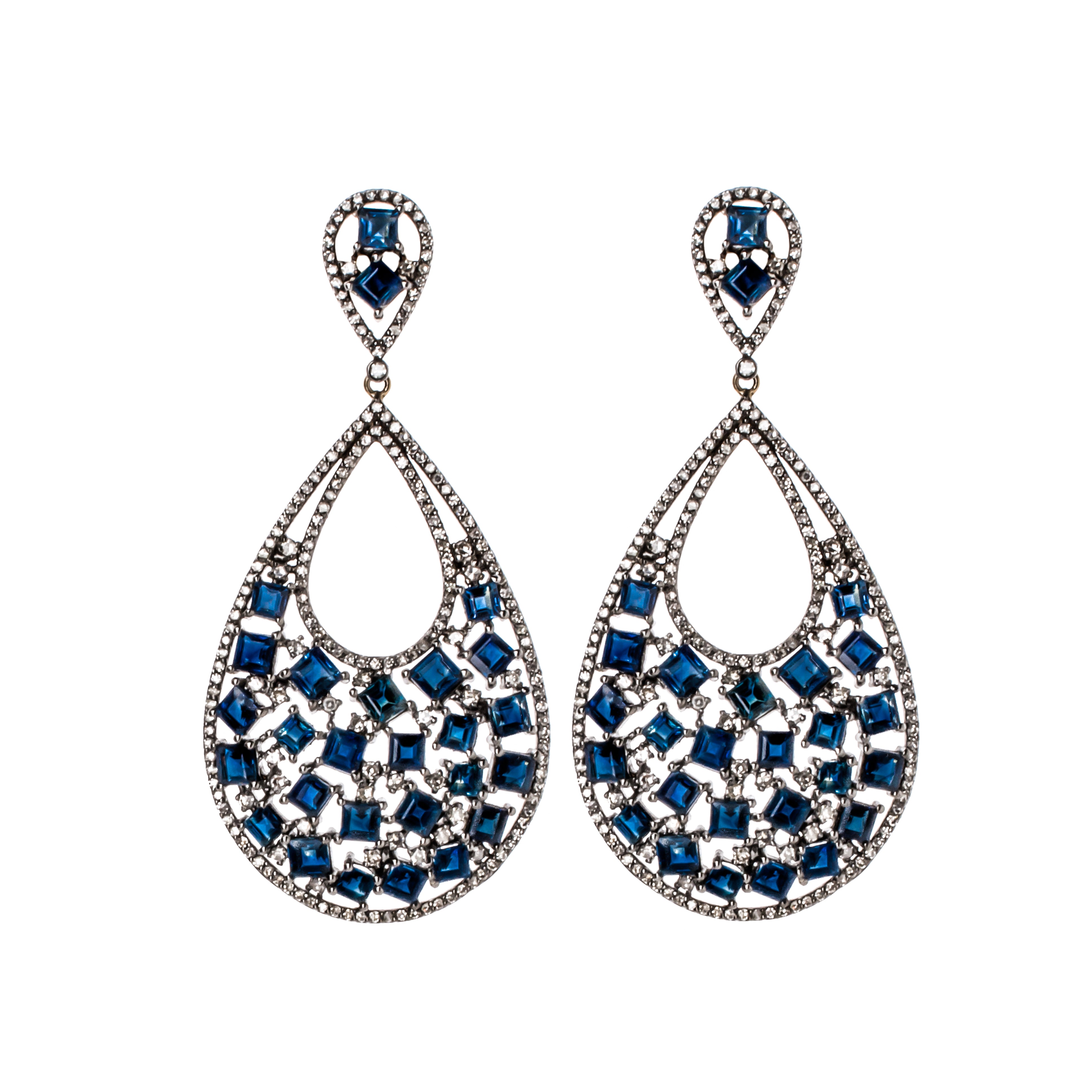 Sapphire & Diamond Raindrop Earrings