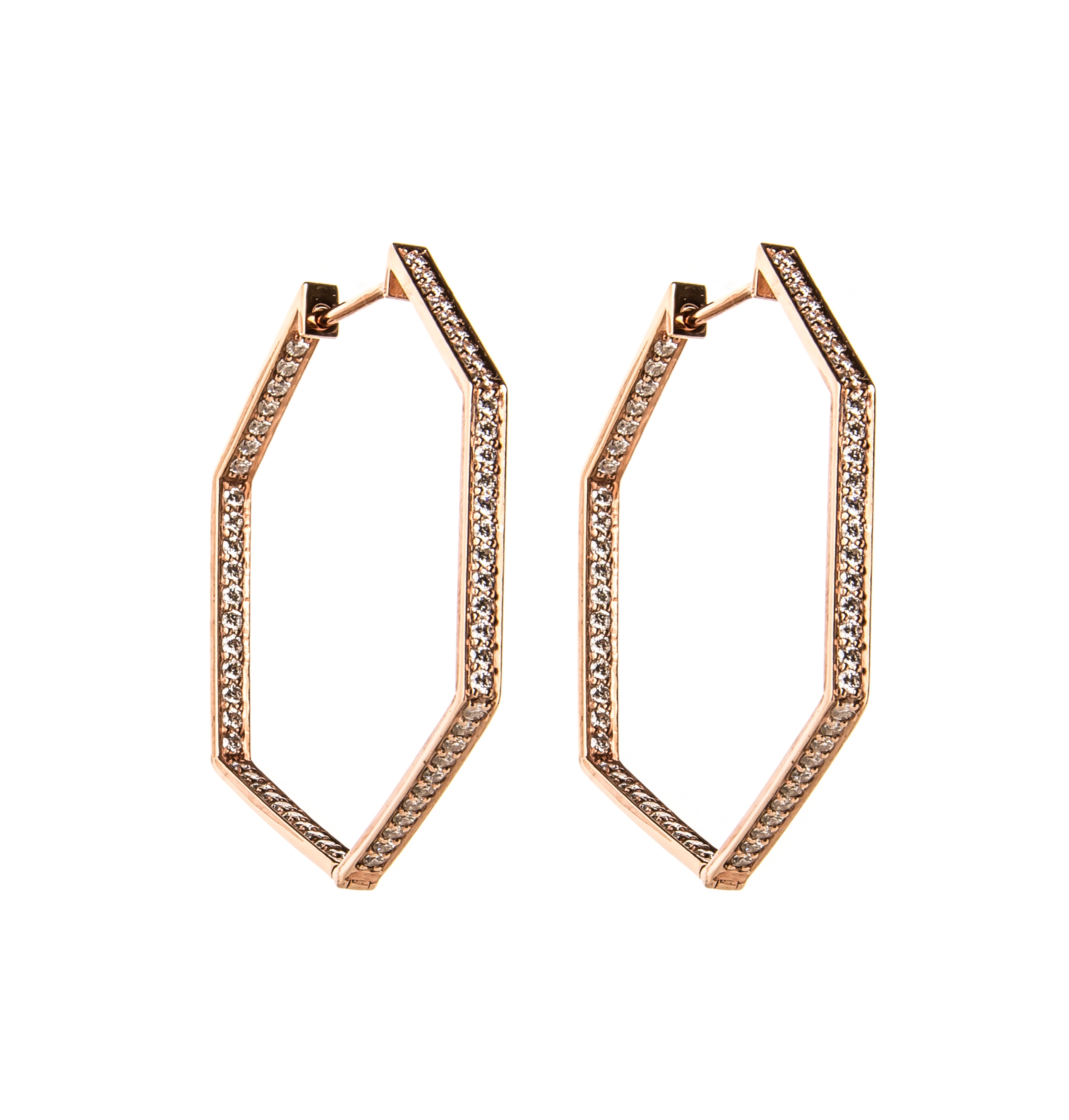 Hexagon Rose Gold Hoop Earrings