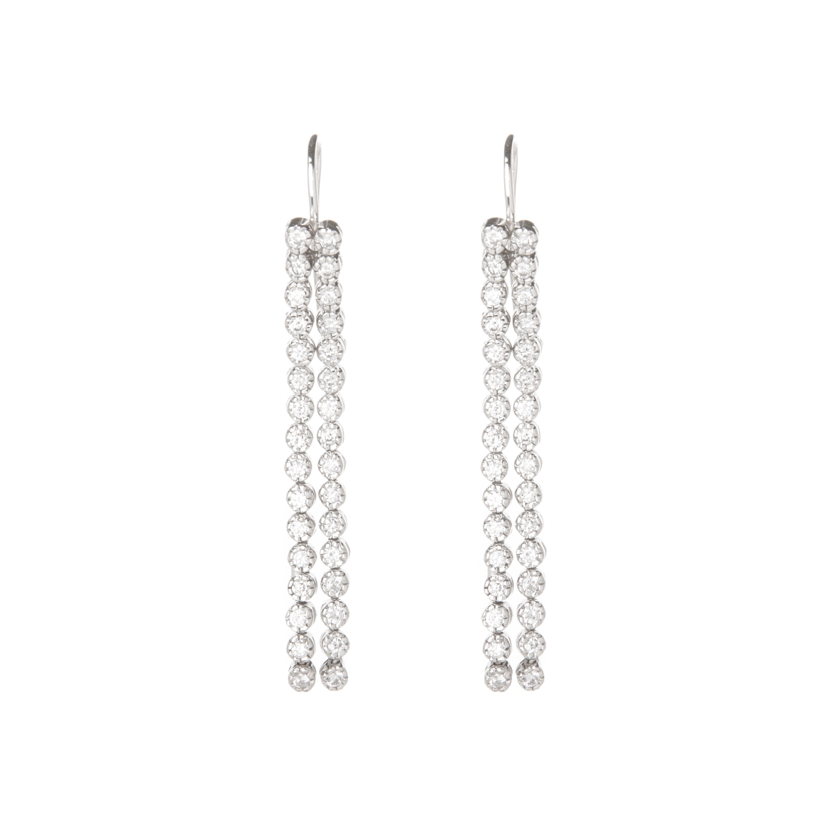 White Gold & Diamond Double Line Earrings