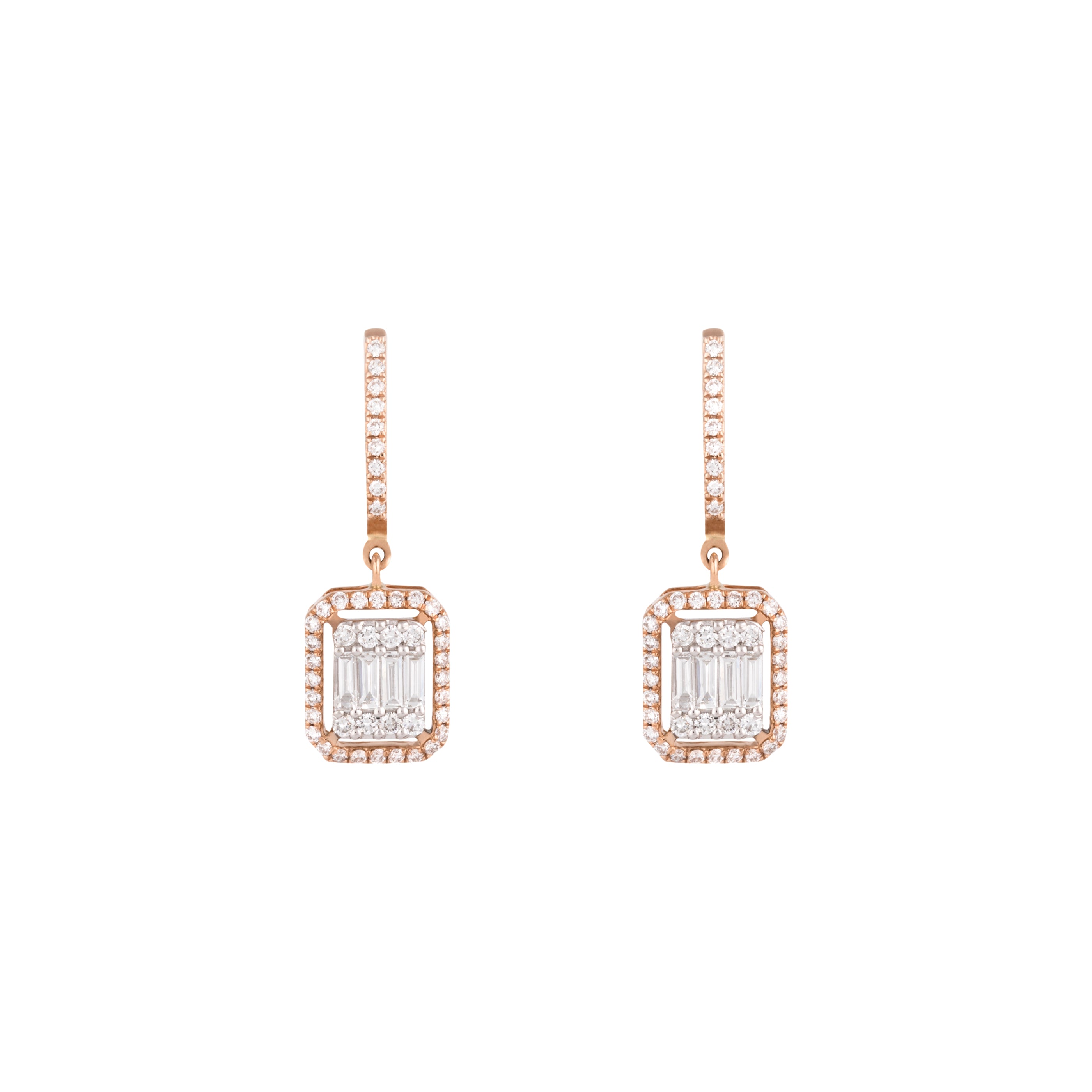 Rose Gold & Diamond Parallel Earrings