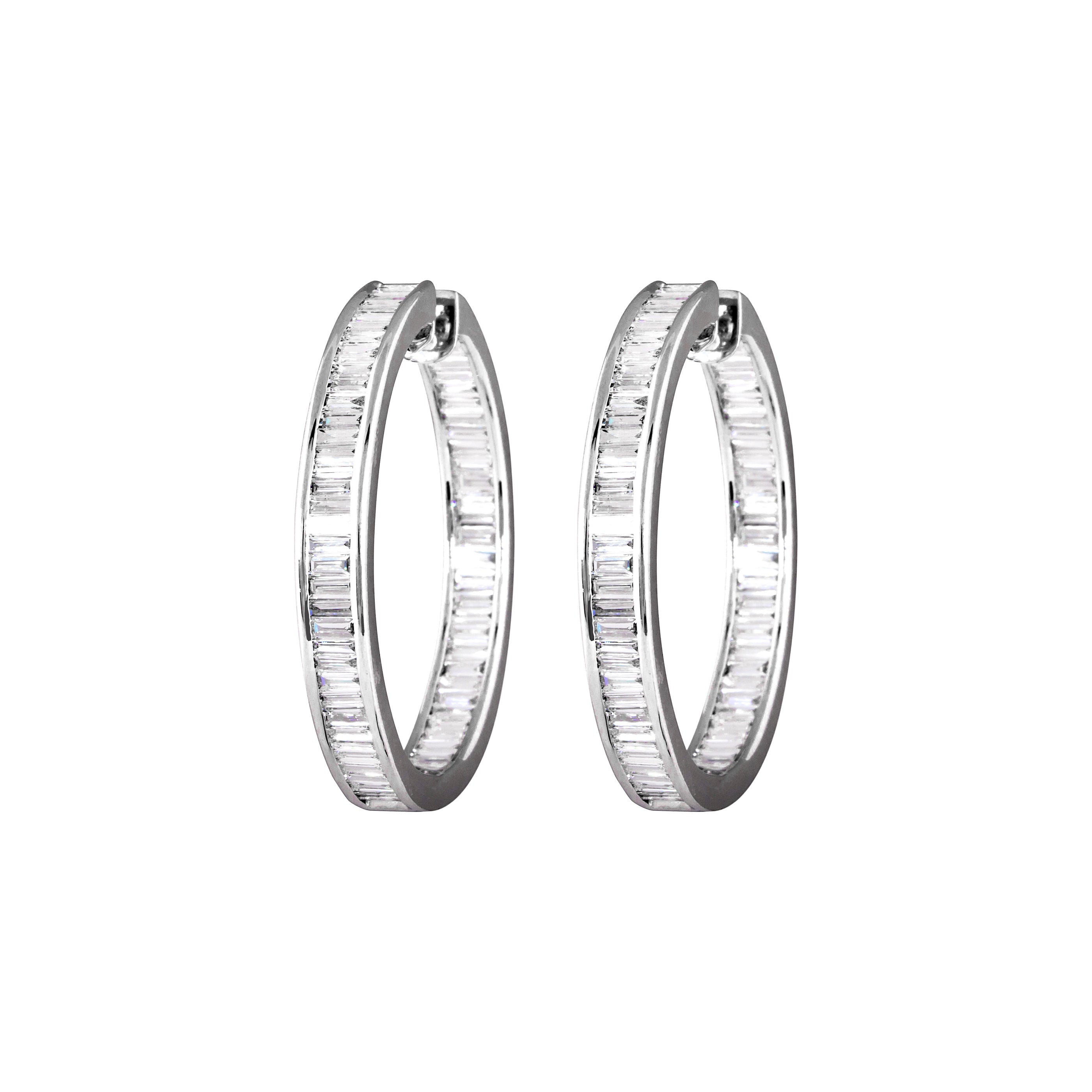 White Gold & Baguette Horizon Earrings