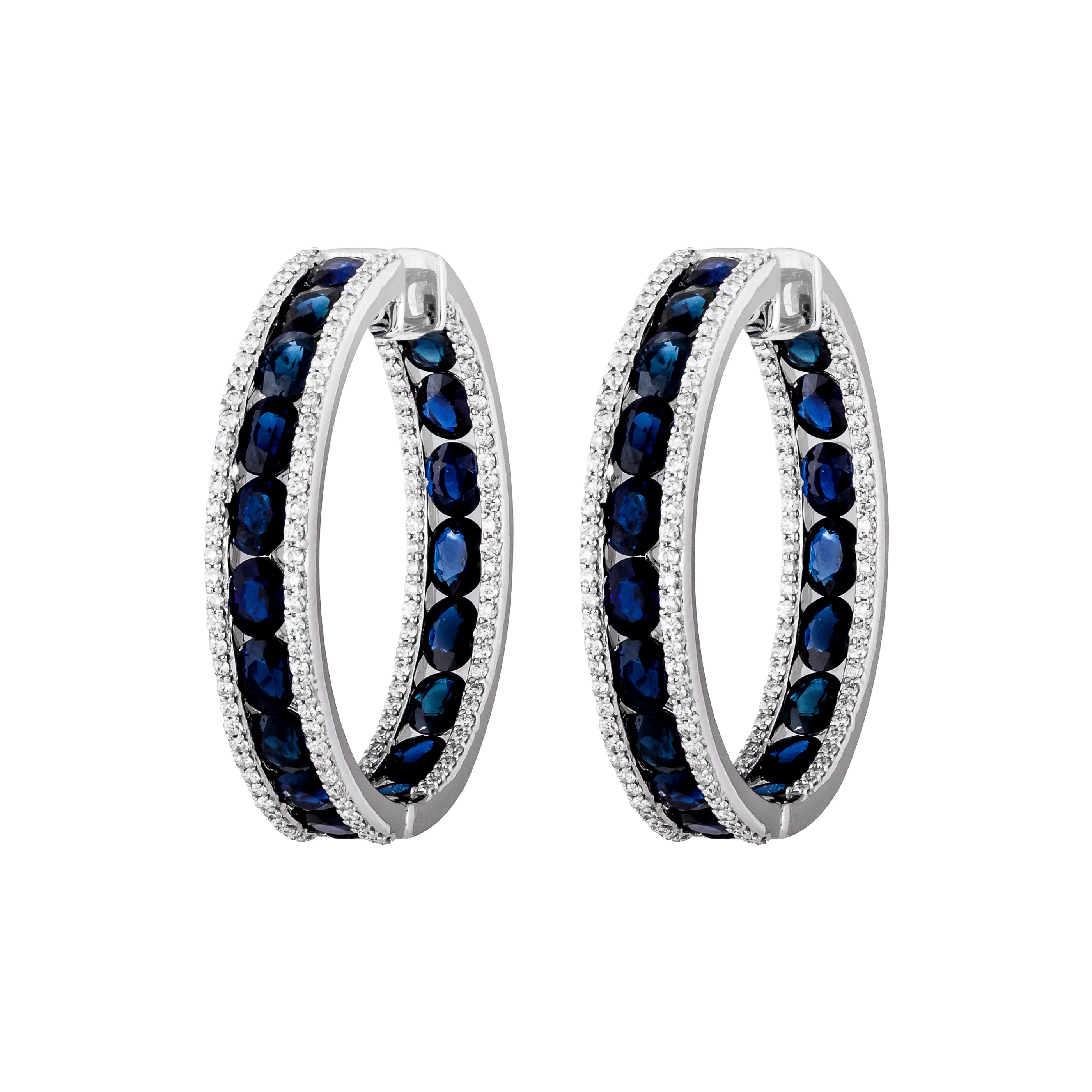 Diamond & Sapphire Hepburn Hoop Earrings