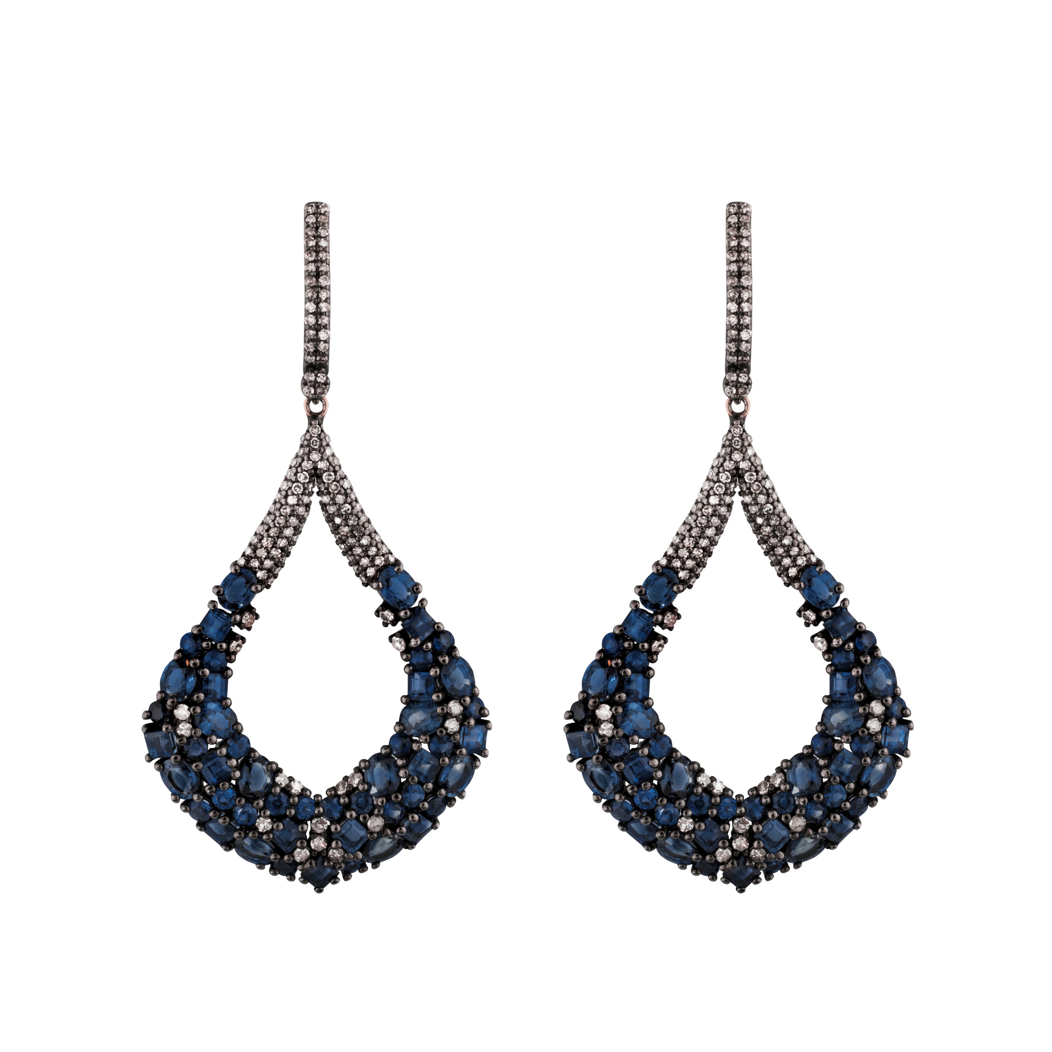Diamond & Sapphire Blue Wisteria Earrings
