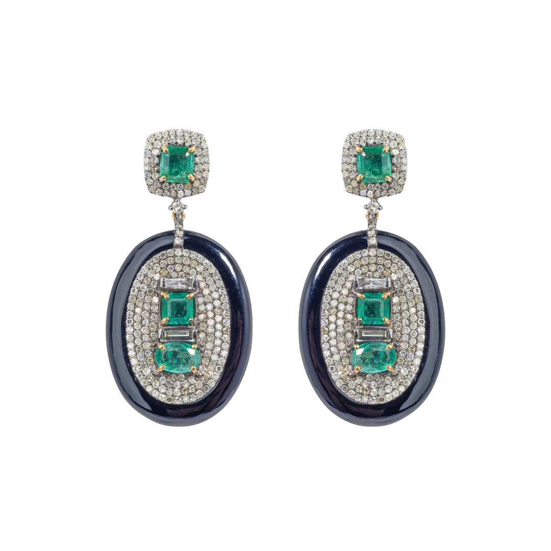 Good Fortune Emerald & Onyx Earrings
