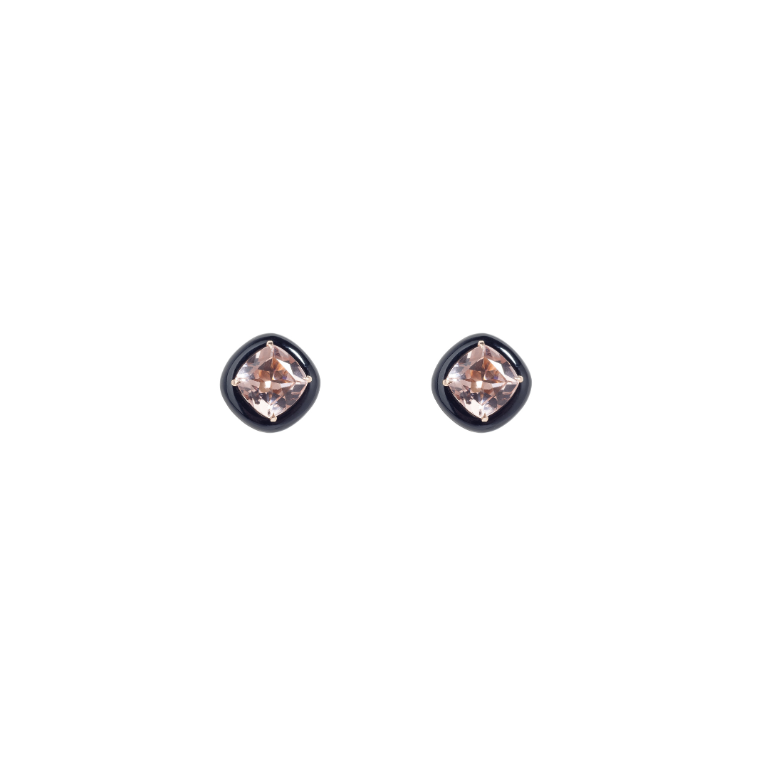 Morganite Onyx Studs