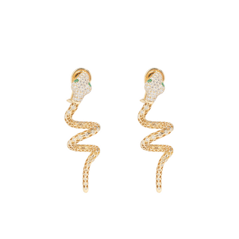 Yellow Gold & Diamond Small Rings of Saturn Earrings