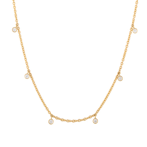 3 Prong Yellow Gold Tennis  Necklace