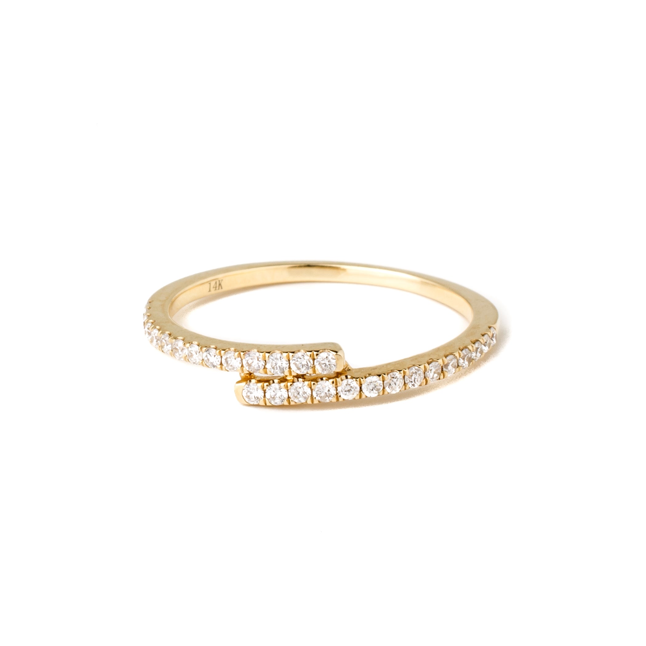 Layered Line Diamond Yellow Gold Ring