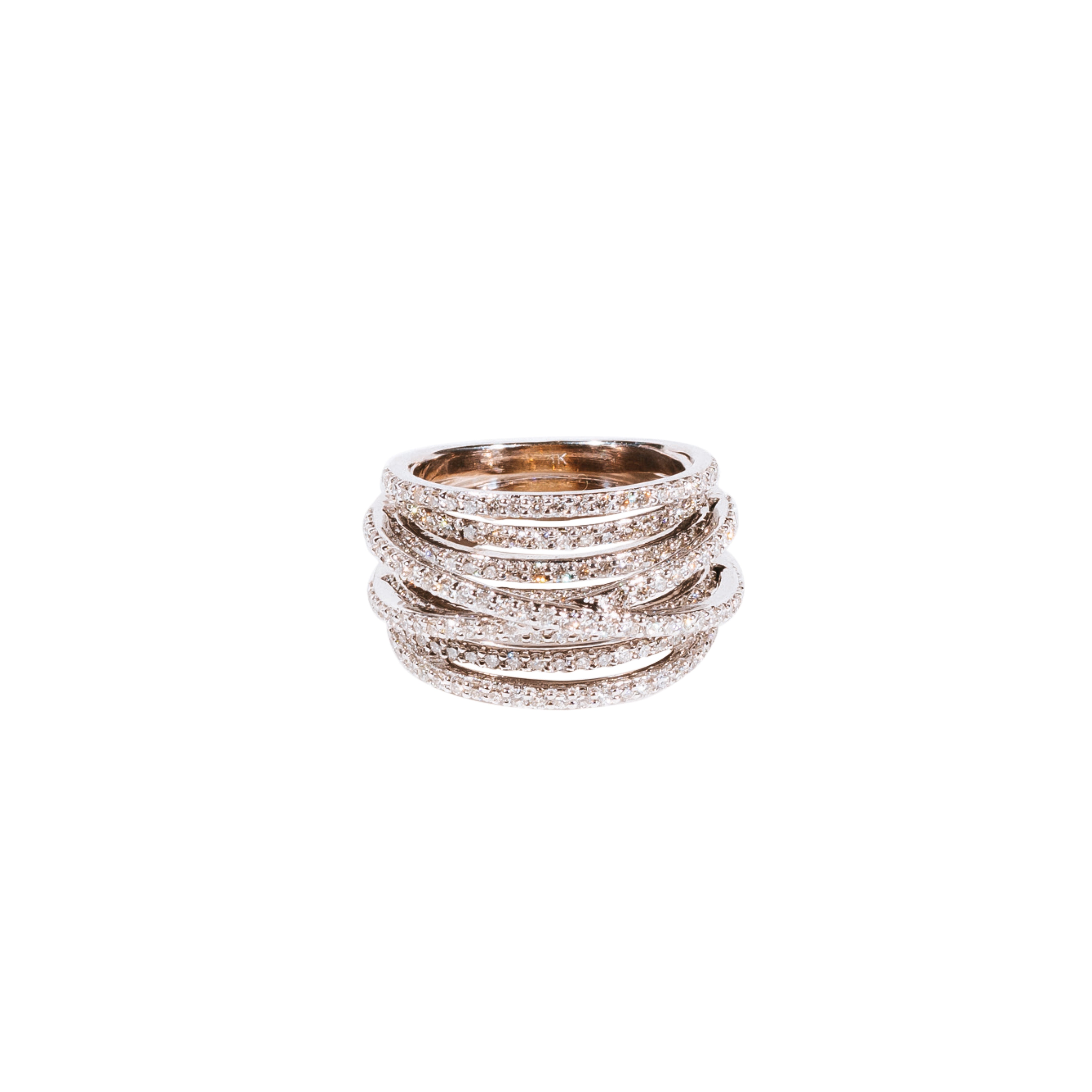 Multi-Line Criss-Cross Diamond Ring