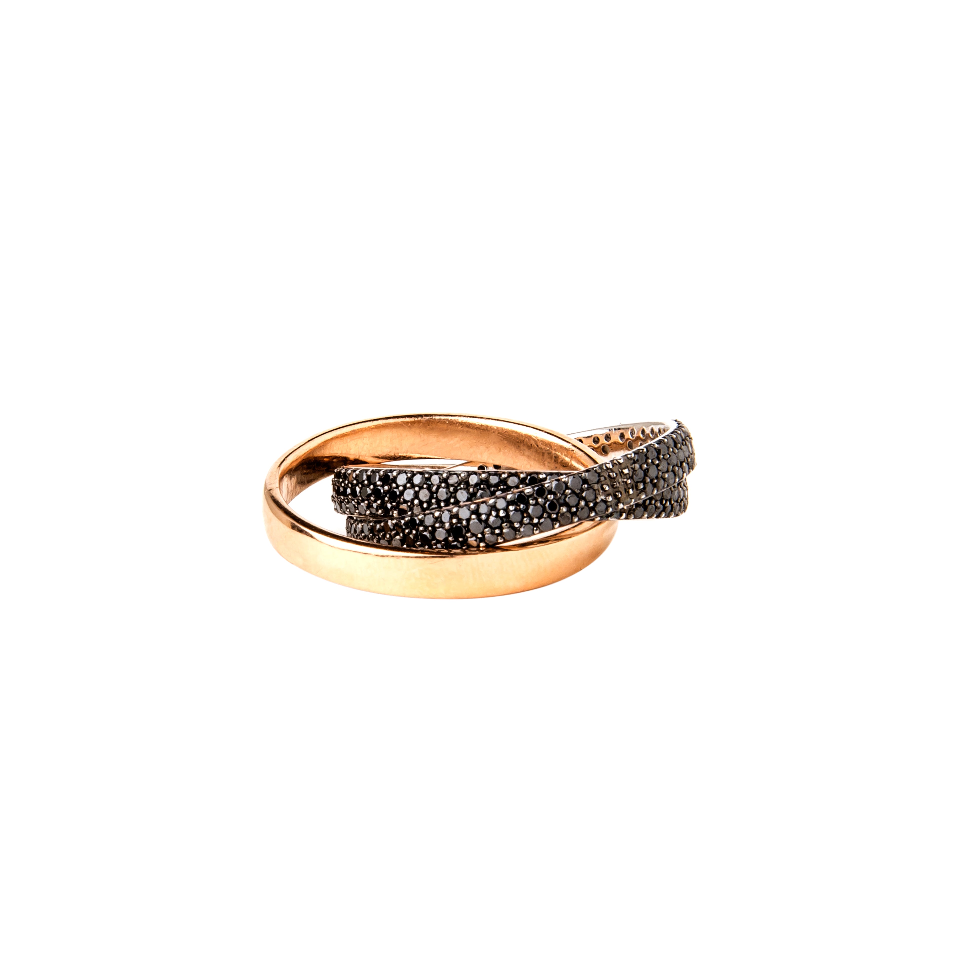 Black Diamond & Rose Gold Romance Ring