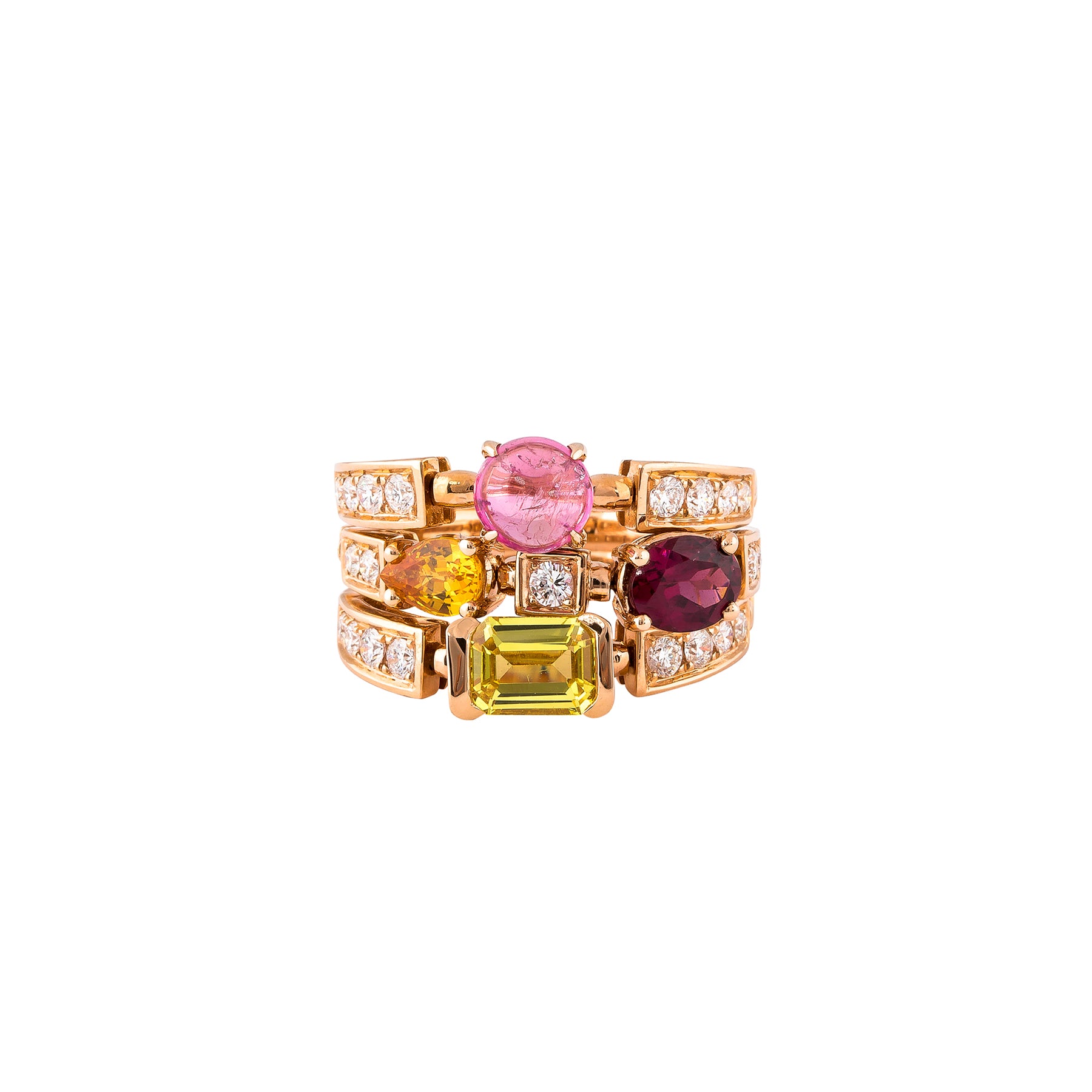 Tourmaline & Diamond Prismatic Ring