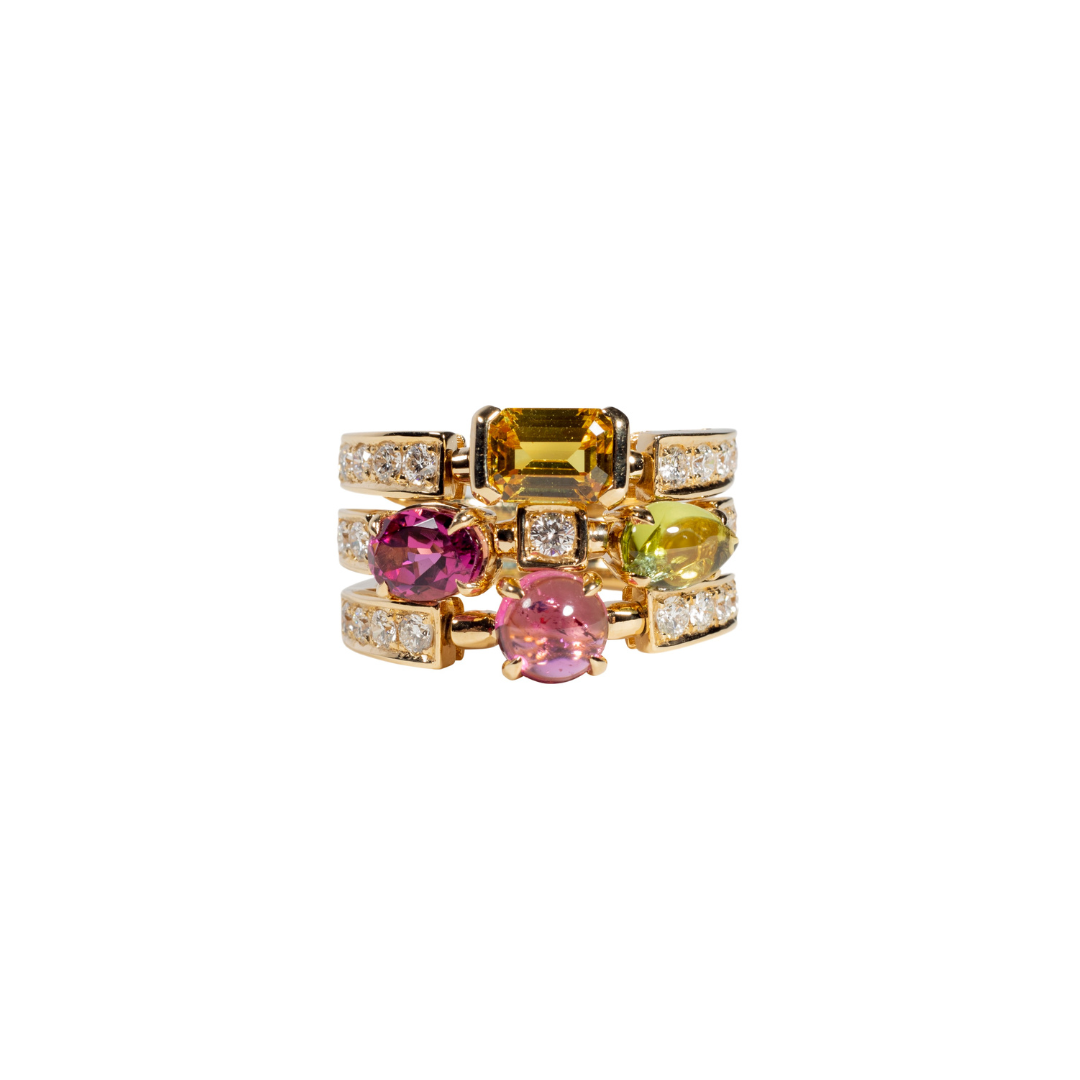 Tourmaline & Diamond Prismatic Ring II