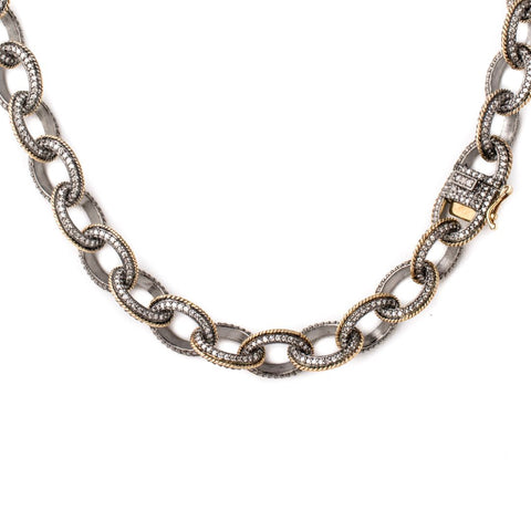 36" Diamond & Gold Trim Link Chain