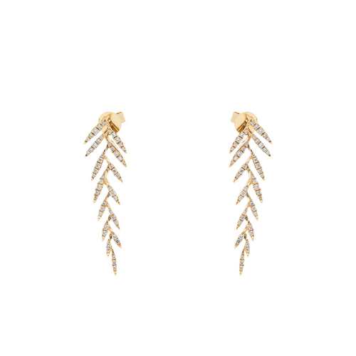 Yellow Gold & Diamond Allure Feather Earrings