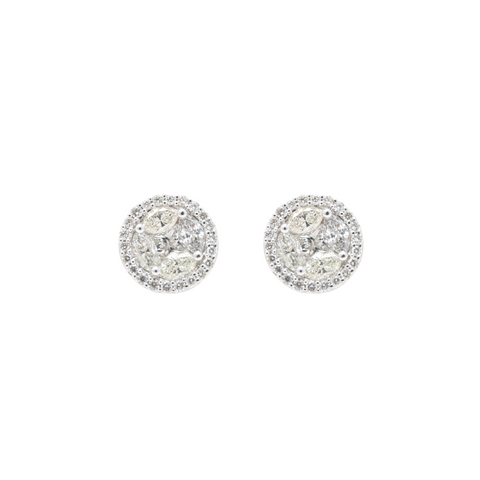 Champagne & White Diamond Quatrefoil Earrings