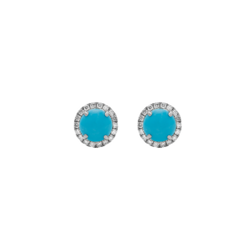 Turquoise, Diamond & White Gold Earrings