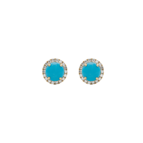 Turquoise, Diamond & Yellow Gold Earrings