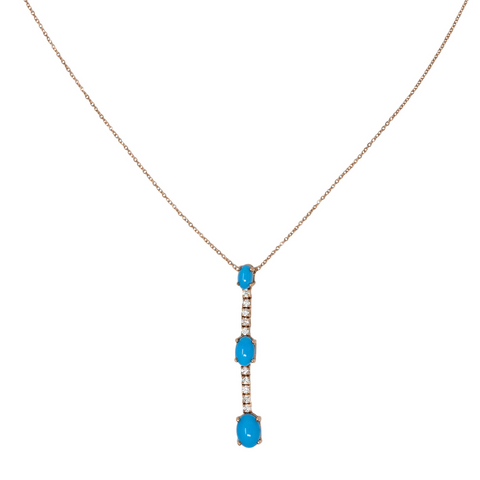 Turquoise & Yellow Gold Tennis Necklace