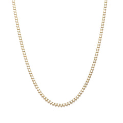 3 Prong Yellow Gold Tennis  Necklace