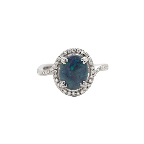 Nine Emerald & Diamond Square Ring