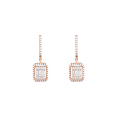 Rose Gold & Diamond Parallel Earrings