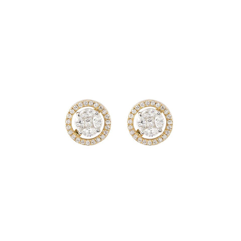 Champagne & White Diamond Quatrefoil Earrings