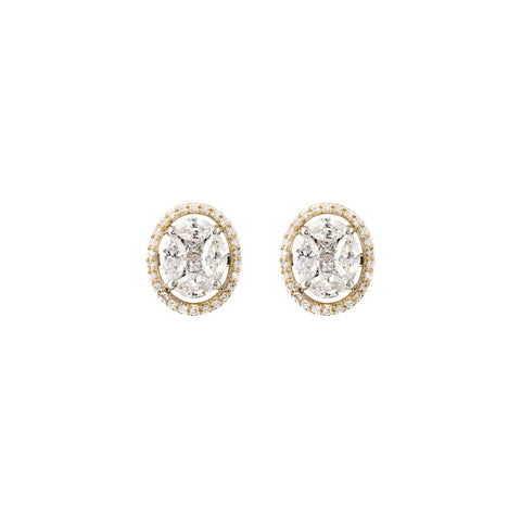 Diamond & Gold Octagon Oomph Earrings
