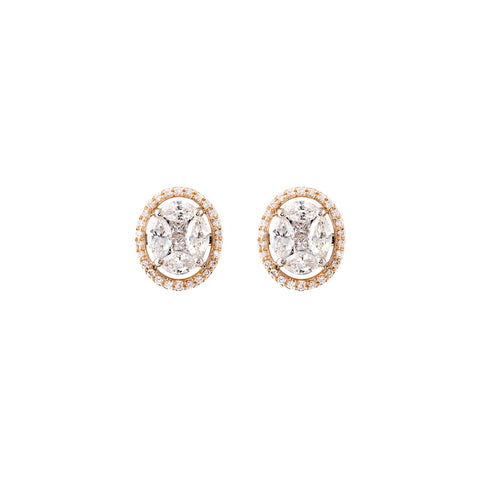 White Gold & Diamond Modern Gingham Earrings