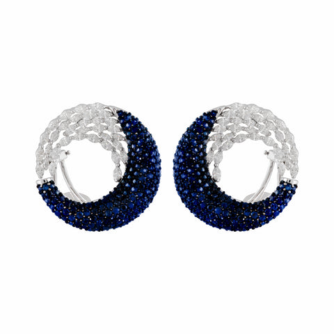 White Gold & Diamond Modern Gingham Earrings
