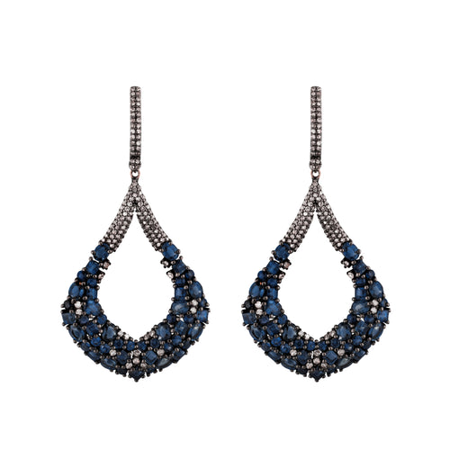 Diamond & Sapphire Blue Wisteria Earrings
