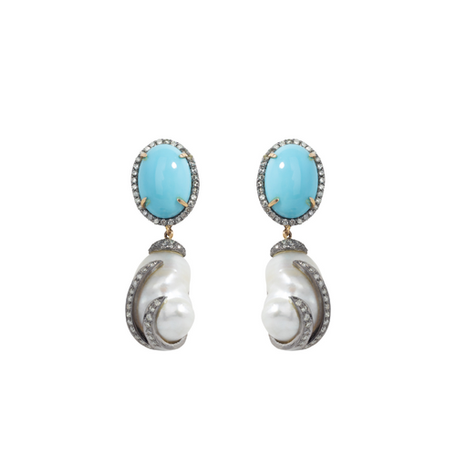 Turquoise & Pearl Ancient Adria Earrings