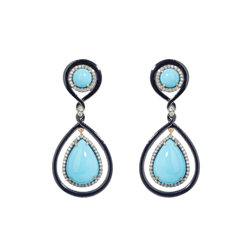Turquoise & Diamond Alda Waves Earrings