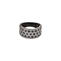 Sapphire & Diamond Three Row Ring