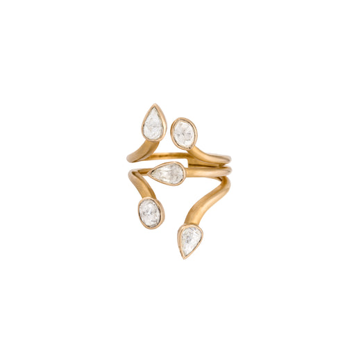 Matte Gold & Diamond Glissade Drops Ring