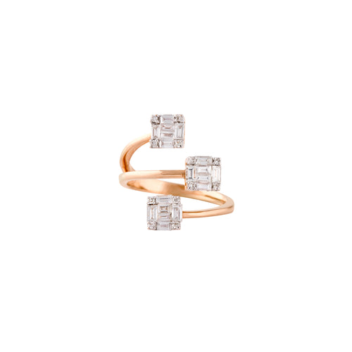 Rose Gold & Diamond Gilded Squares Ring