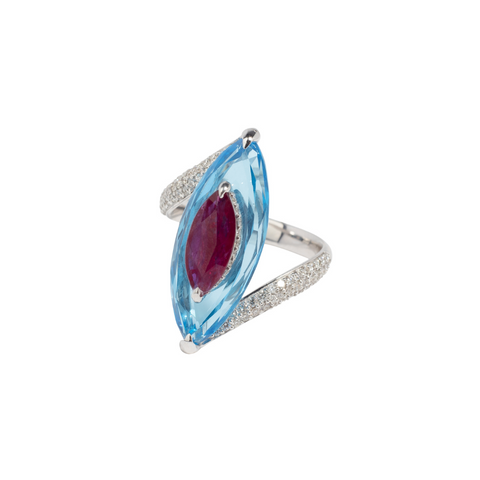 Ruby & Diamond Shield Ring