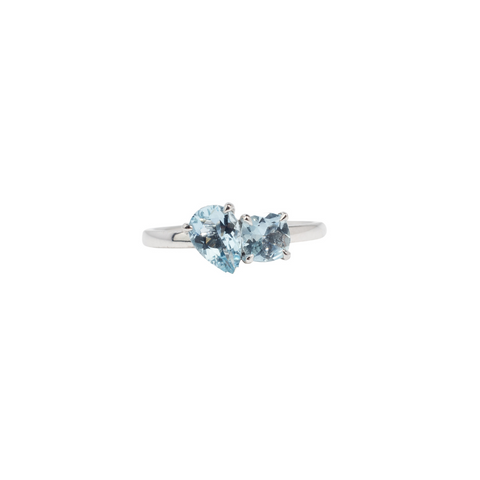 Aquamarine & Sapphire Trilogy Ring